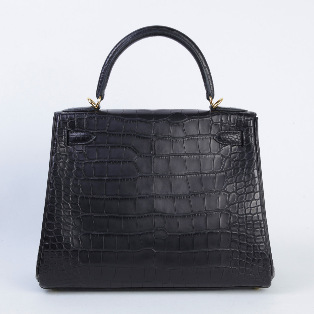 Hermès Kelly 28 Matte Alligator Gold Hardware