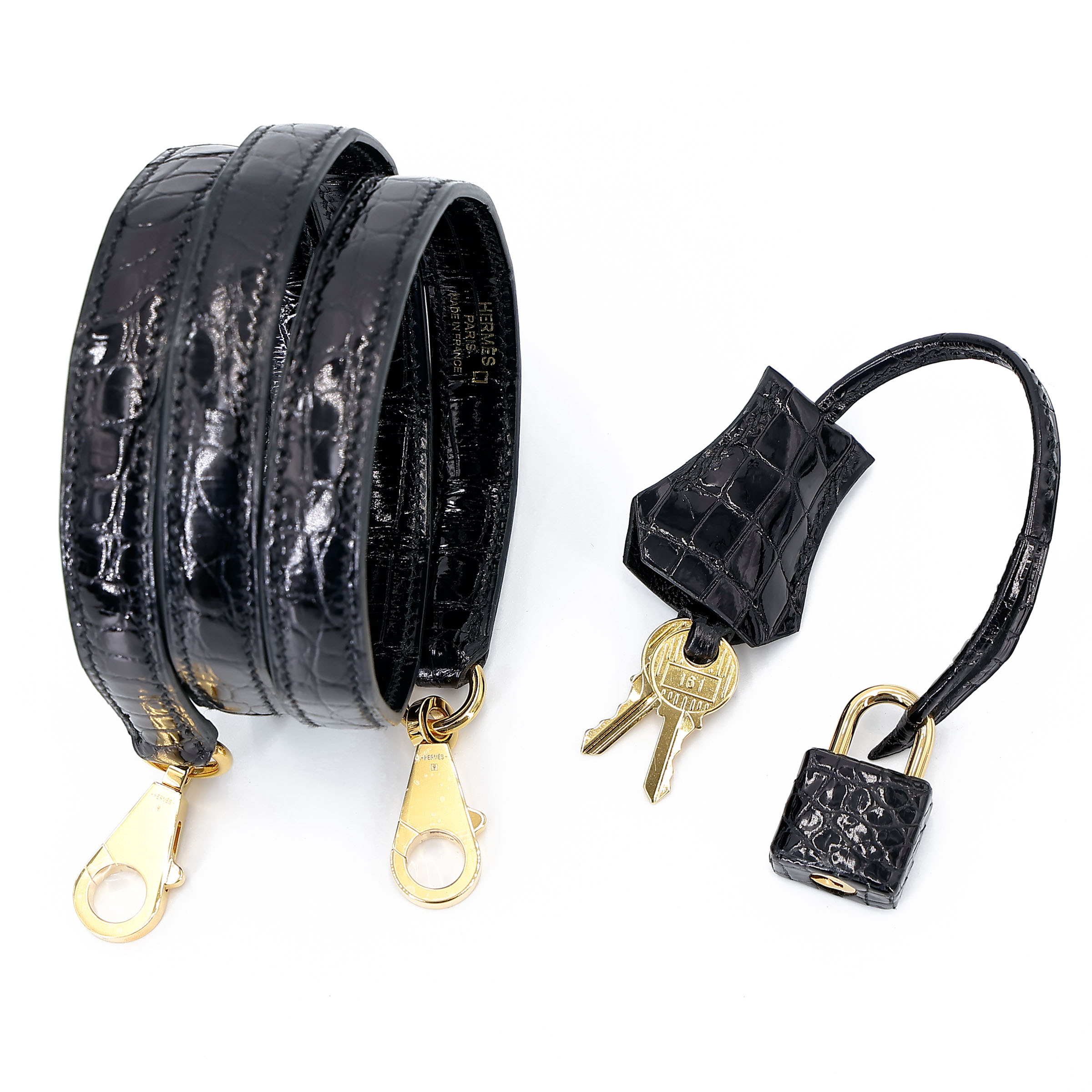 Hermès Kelly 25 Schwarz Shiny Alligator Gold Hardware