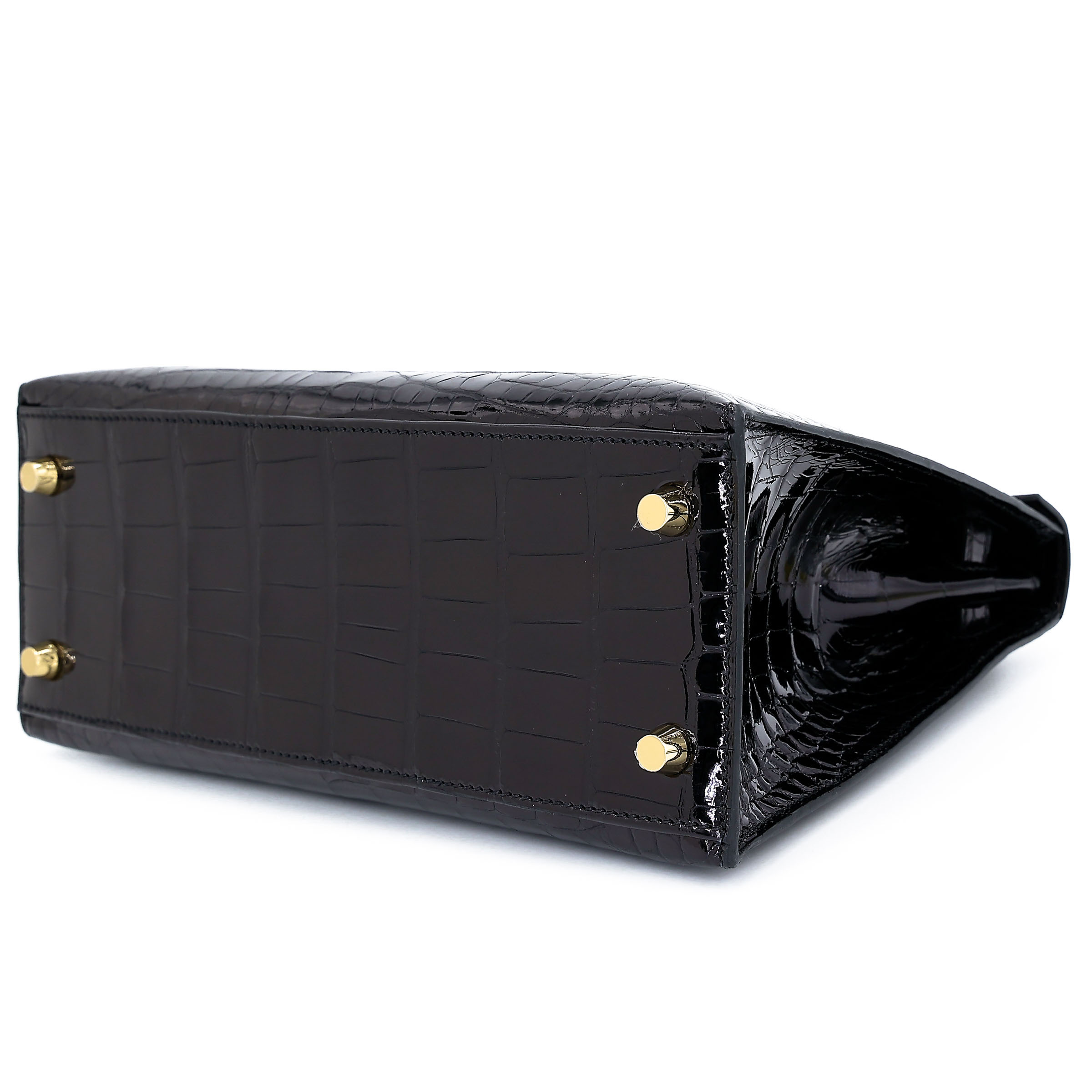 Hermès Kelly 25 Schwarz Shiny Alligator Gold Hardware