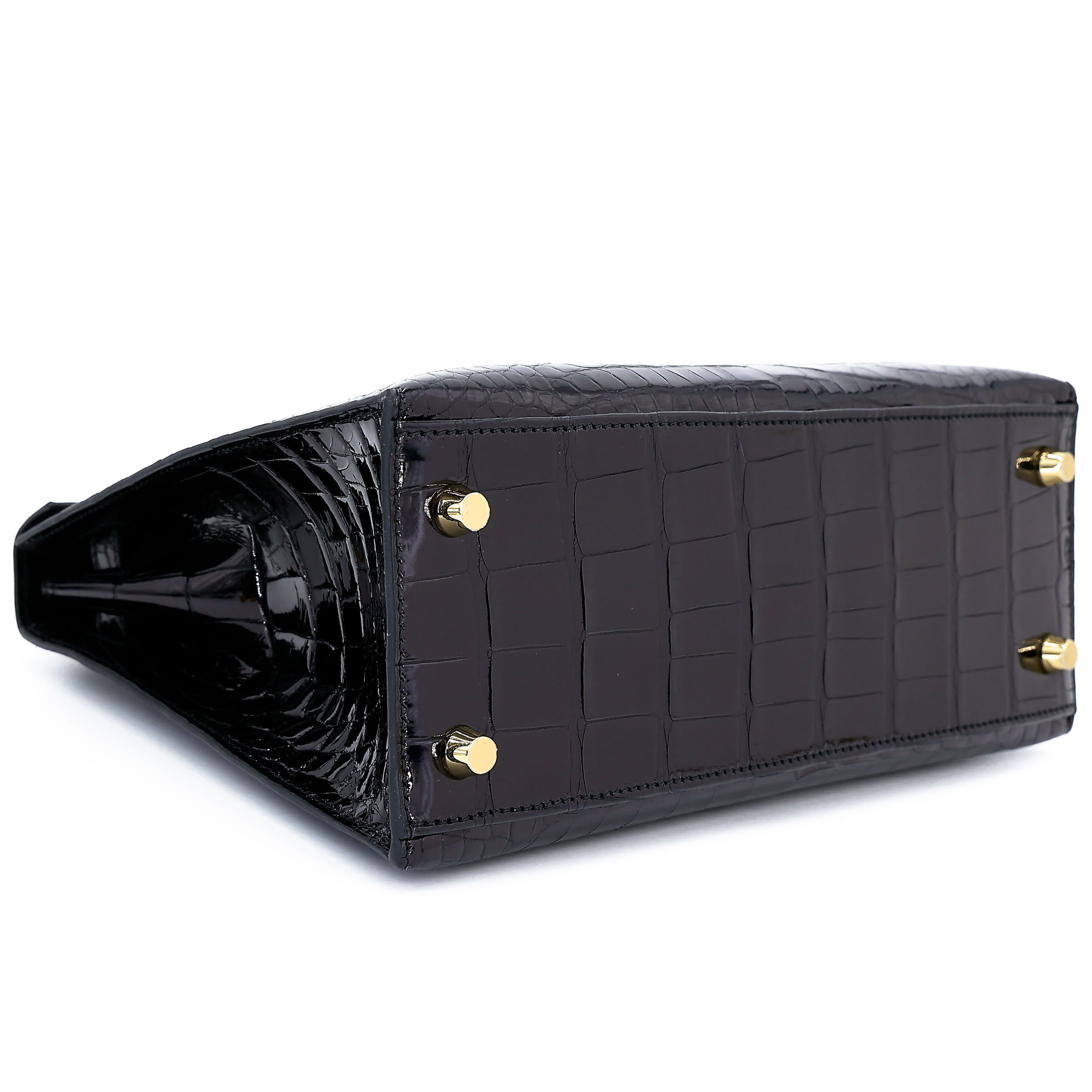 Hermès Kelly 25 Schwarz Shiny Alligator Gold Hardware