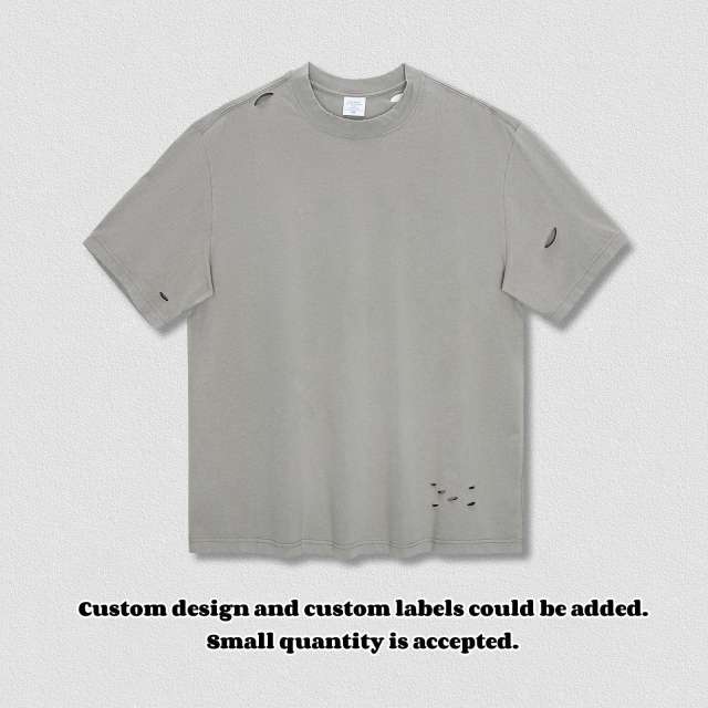 Custom 260g Ripped T-shirt in 4 Different Color Options S317