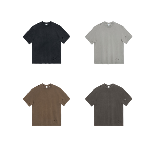 Custom 260g Ripped T-shirt in 4 Different Color Options S317