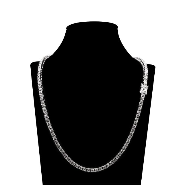 Stock 4MM Clear Rhinestone Tennis Necklace with Inserted Buckle NL006