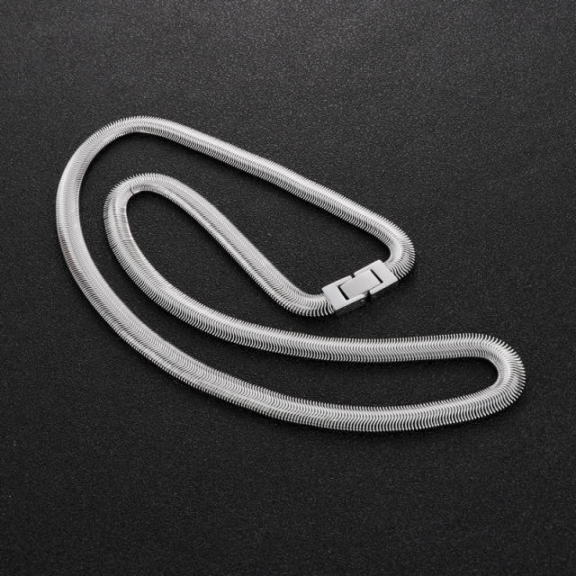 Stock Flat Snake Bone Shaped Necklace with Jewelry Buckle KN228487-KFC