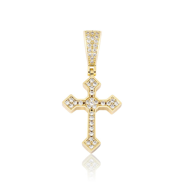Stock Gold/Silver Cross Pendent with Zircon 2P20090005
