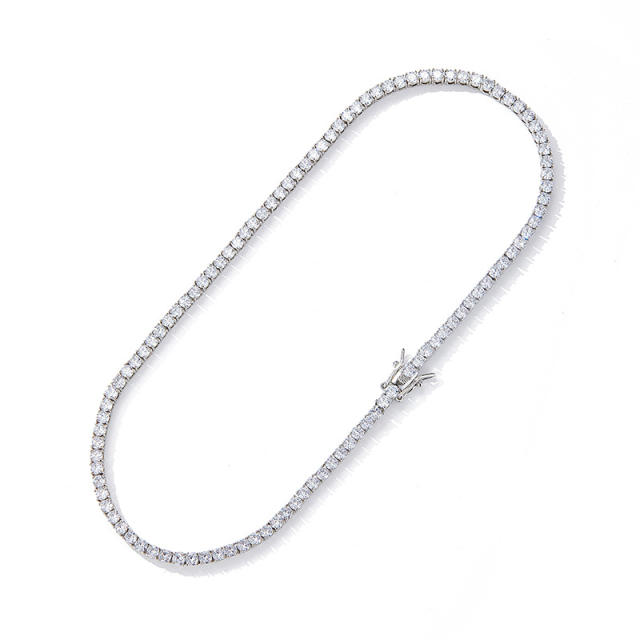 Stock 4MM Clear Rhinestone Tennis Necklace with Inserted Buckle NL006