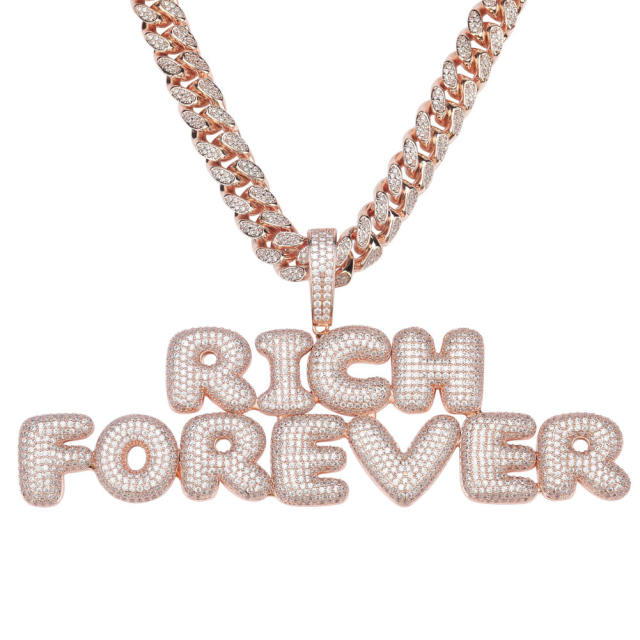 Stock Gold/Silver/Rose Gold Alphabet Pendent with Zircon P19070018