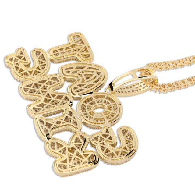 Stock Gold/Silver/Rose Gold Alphabet Pendent with Zircon P19070018