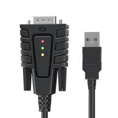 USB232A-B-A | 1ポート産業用 USB - RS232 シリアル変換ケーブル - Serialコンバーターアダプター (オス - オス丨 3つのLEDインジケータ付き | Windows 11、macOS 14対応)