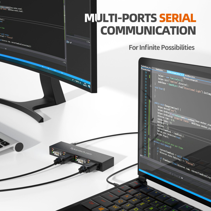 4XRS232 | Industriell 4-Port USB auf RS232 Seriell DB9 Adapter Hub