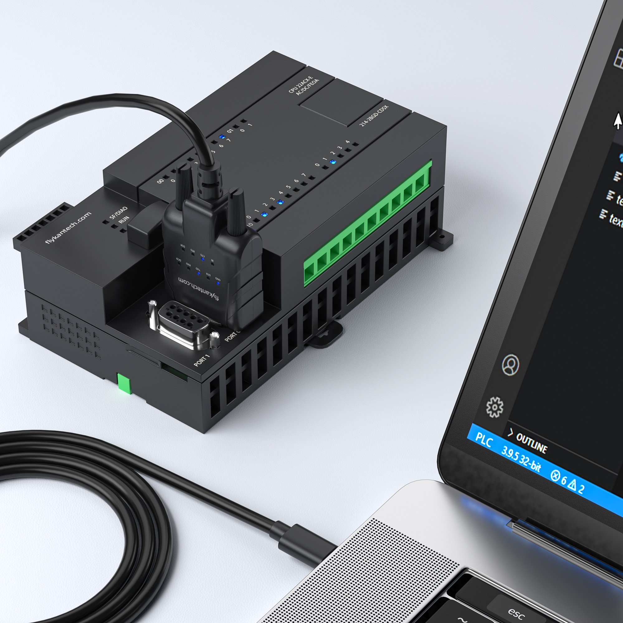 USB232A-EC | USB-C to Serial Adapter w/ 9 Data Monitoring LEDs