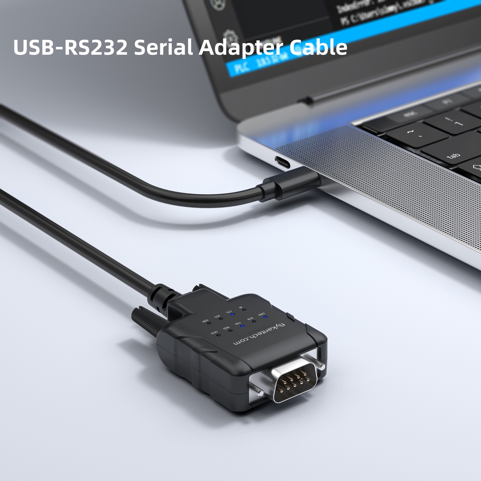 USB232A-EC | USB-C转串口适配器，带有9个数据监控LED