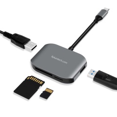 U3CR05 | USB-C Card Reader - SD & microSD w/ Hub x 2