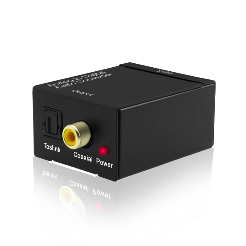 AUA2D01 | Adaptador Conversor de Audio Digital Coaxial SPDIF o Toslink Óptico a RCA Estéreo Analógico