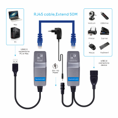 Набор адаптеров NT50 1-Port USB 2.0 Extender over Ethernet (CAT5e/6/7)