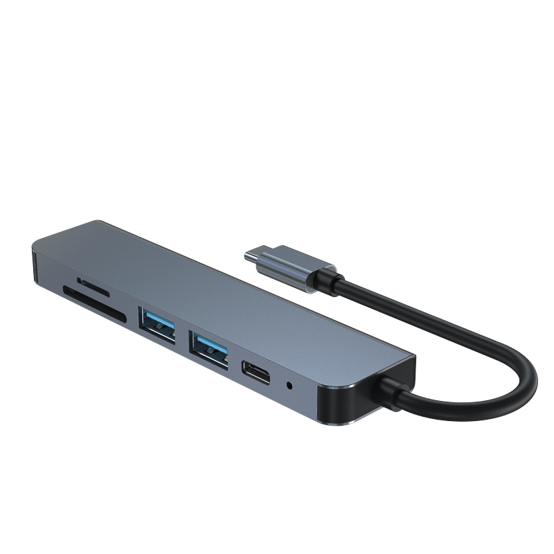 DK6000 6-IN-1 USB C Multiport Adapter - HDMI+USB3.0 x 1 + USB2.0 x 1 + SD + TF w/ PD