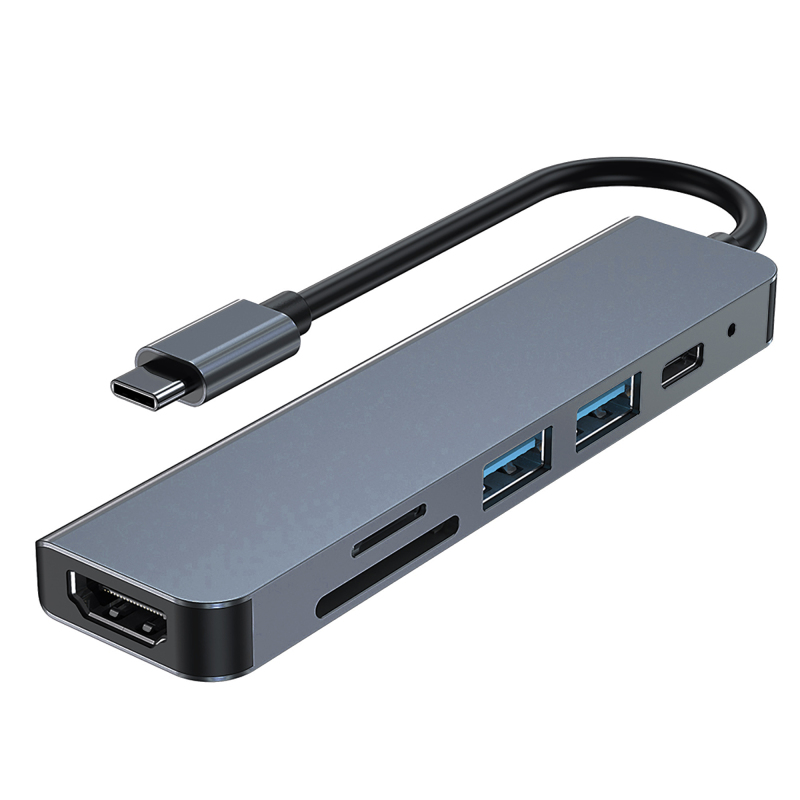 DK6000 6-IN-1 USB C Multiport Adapter - HDMI+USB3.0 x 1 + USB2.0 x 1 + SD + TF w/ PD