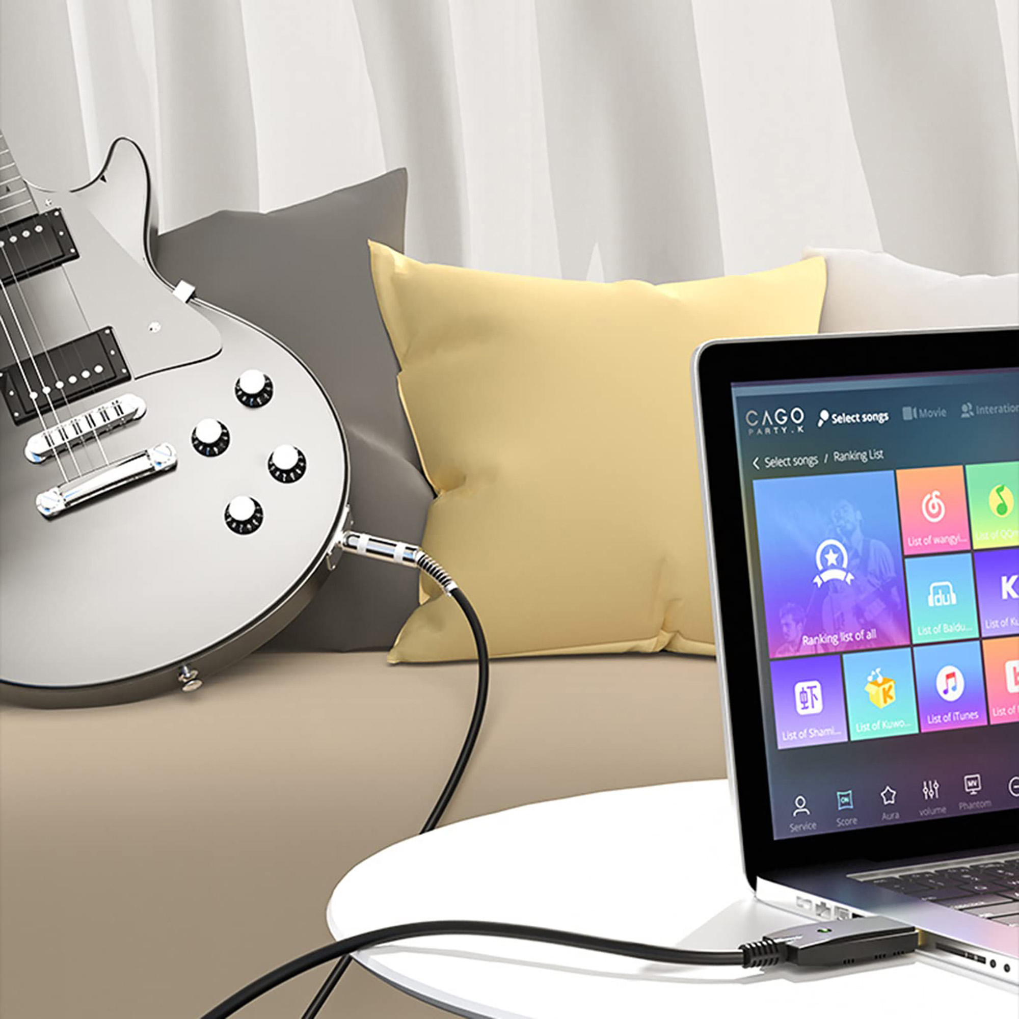 USB635-P1 Interface USB vers Audio de Guitare pour Enregistrement Audio sur PC / Adaptateur de Conversion