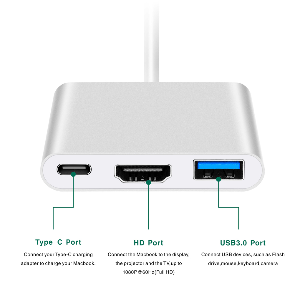 UCHDHUB-M1 | USB 3.2 Typ C auf HDMI Konverter mit USB Typ A-Anschluss und Power Delivery