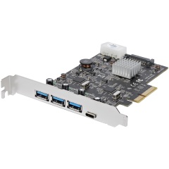 PCIE-3A1C-10G 4-Port USB 3.2 Controller Card - 3x USB-A(10Gbps) and 1x USB-C(10Gbps)