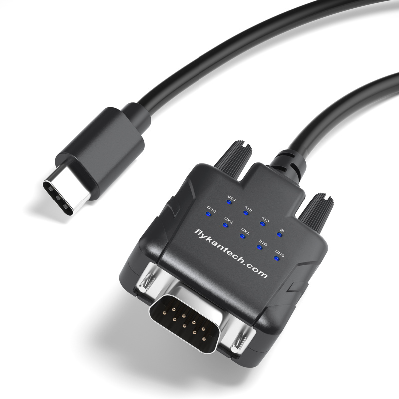 USB232A-EC | Adaptateur USB-C vers Série avec 9 LED de surveillance des données