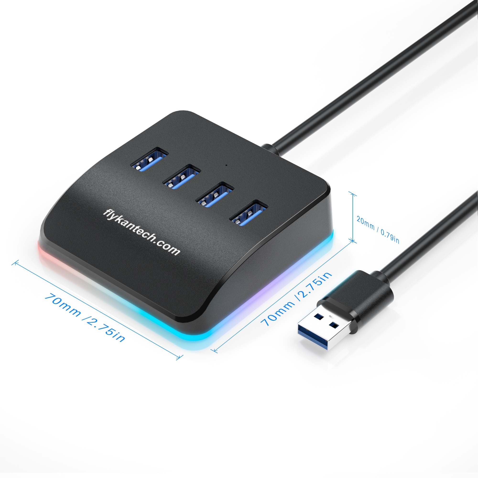 USB3-BUH4AL | Hub USB3.0 4 ports avec USB-C et effets RGB