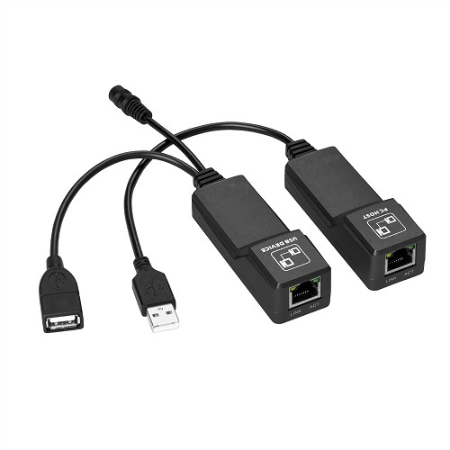 NT50-B | Extensor Alargador USB 2.0 por Cable Cat5 o Cat6 RJ45 - hasta 50m de Alcance - Juego Extensor Adaptador de Puerto USB de Alta Velocidad - Alimentado - Extensor de Cable USB por Ethernet - de 480Mbps