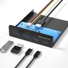 USB3-2A2C-5G | Concentrateur de panneau avant USB 3.0 à 4 ports - 5Gbps - baie 3,5/5,25 po