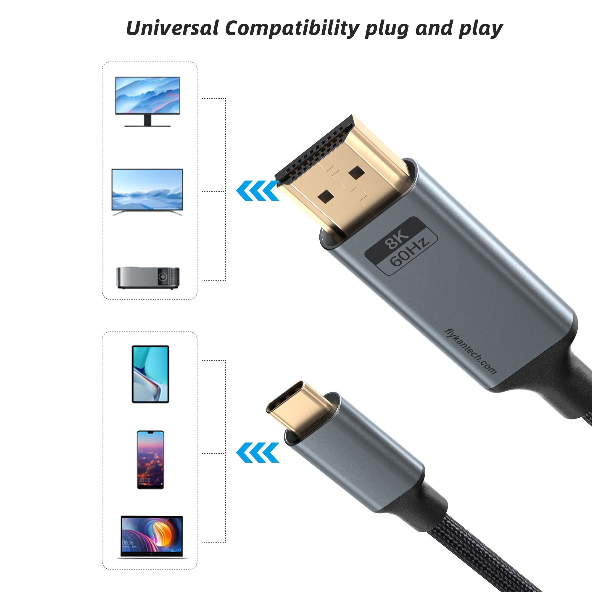 UC2HD860-18-M1 | 1.8米 USB Type C 转 HDMI 8K60 转换器