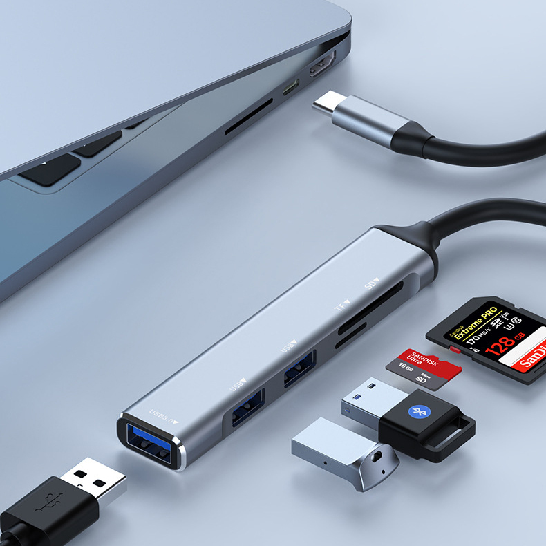 UF312-C | Concentrador USB 3.2 Gen 1 Type-C 5 en 1 con Lector de Tarjetas SD