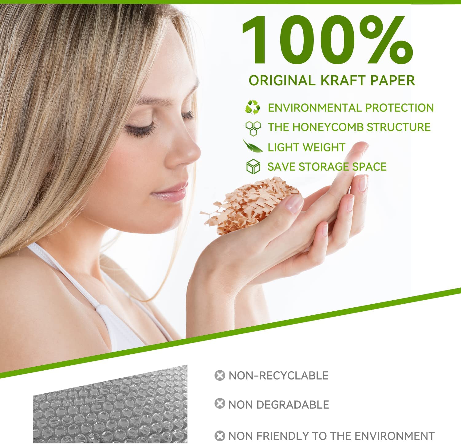 Сотовая упаковочная бумага, 15 дюймов × 135 футов Защитная переработанная сотовая амортизирующая обертка в рулоне Экологичный упаковочный материал Обертывание защитного рулона Перемещение Доставка, упаковка Подарки и транспорт