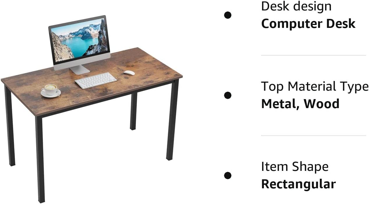 LANKOWOOD Компьютерный стол 47 дюймов Компьютерный стол Прочный офисный учебный стол для совещаний Деревенский коричневый