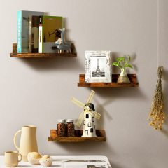 LANKOWOOD PHOTO SHELVES Scaffali galleggianti per decorazioni da parete, set di 5 mensole da parete, mensole in legno da parete per camera da letto, soggiorno, bagno, cucina, mensole per case coloniche con sporgenza per quadri, marrone