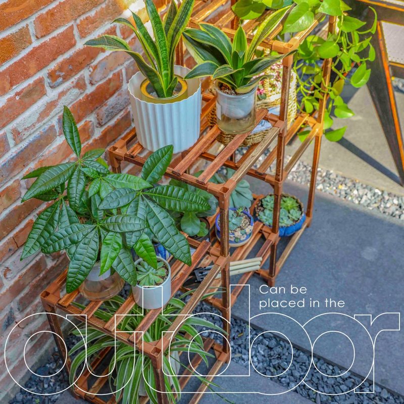 LANKOWOOD Plant Stand Indoor Plant Stands Wood Outdoor Tiered Plant Shelf for Multiple Plants 3 Tiers 7 Potted Ladder Plant Holder Table Plant Pot Stand for Window Garden Balcony Living Room