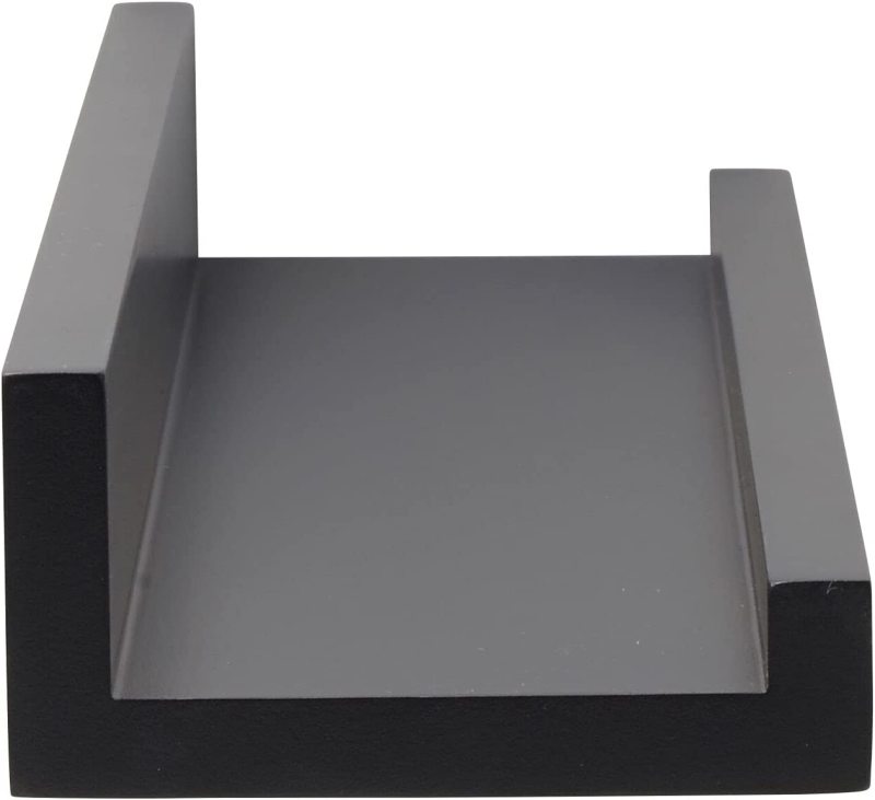 LANKOWOOD PHOTO SHELVES Floating Shelves for Wall Décor Storage, Wall Shelves Set of 2, Wall Mounted Wood Shelves for Bedroom, Living Room, Bathroom, Kitchen, Small Picture Ledge Farmhouse Shelves,Black