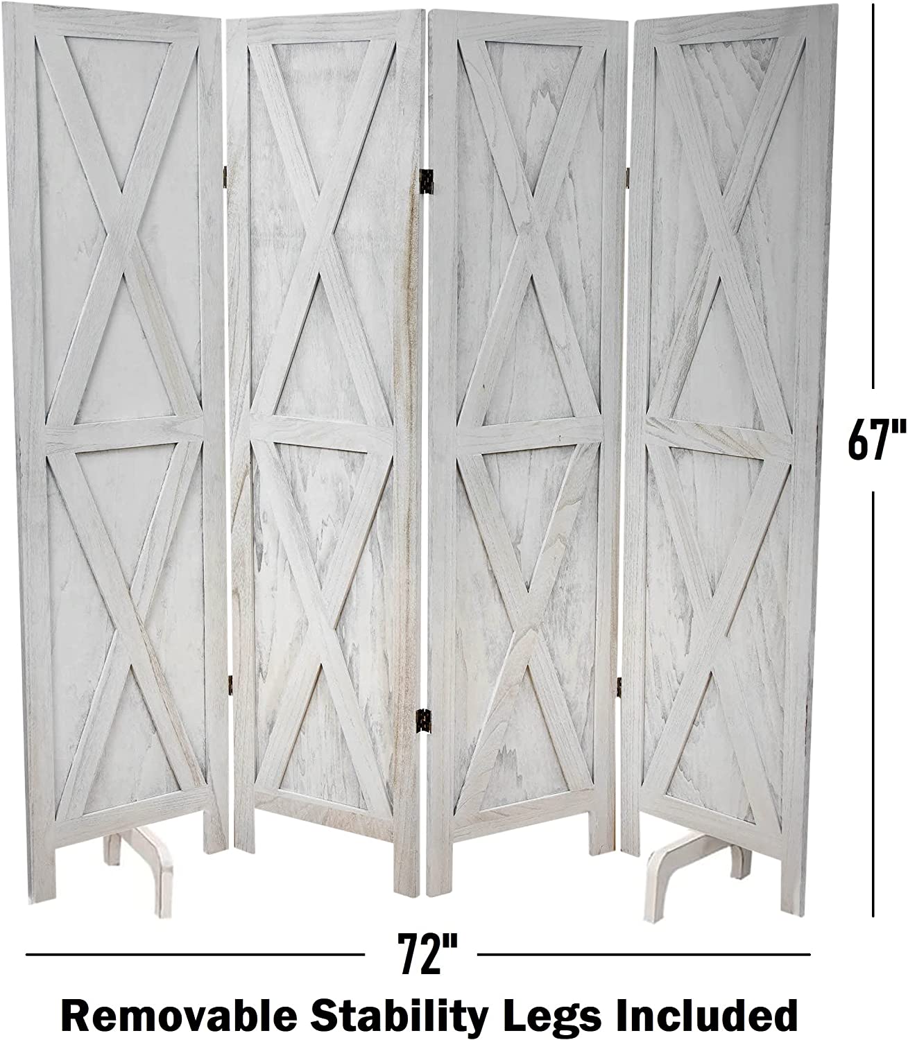 Room dividers and Folding Privacy Screens, Privacy Screen, Partition Wall dividers for Rooms, Room Separator, Temporary Wall, Folding Screen, Rustic Barnwood (White X)