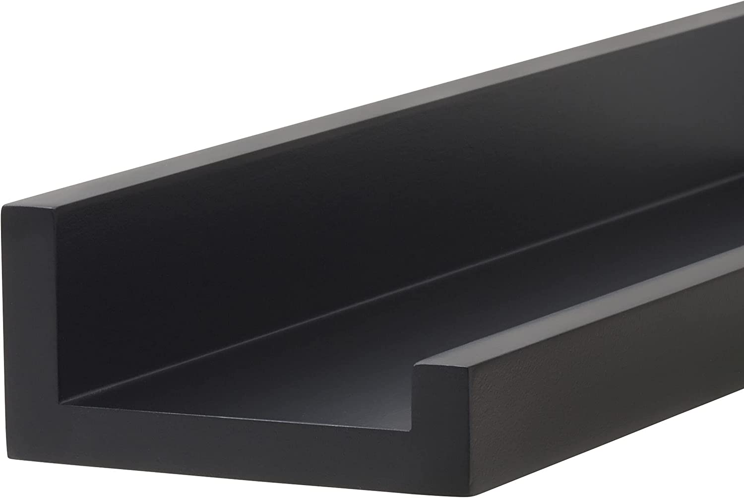 LANKOWOOD PHOTO SHELVES Floating Shelves for Wall Décor Storage, Wall Shelves Set of 2, Wall Mounted Wood Shelves for Bedroom, Living Room, Bathroom, Kitchen, Small Picture Ledge Farmhouse Shelves,Black