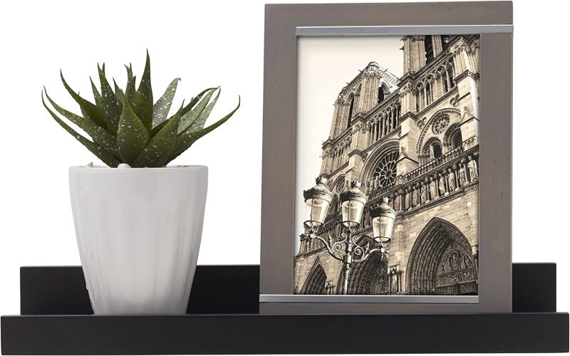 LANKOWOOD PHOTO SHELVES Floating Shelves for Wall Décor Storage, Wall Shelves Set of 2, Wall Mounted Wood Shelves for Bedroom, Living Room, Bathroom, Kitchen, Small Picture Ledge Farmhouse Shelves,Black