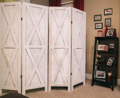 Room dividers and Folding Privacy Screens, Privacy Screen, Partition Wall dividers for Rooms, Room Separator, Temporary Wall, Folding Screen, Rustic Barnwood (White X)
