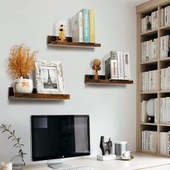 LANKOWOOD PHOTO SHELVES Scaffali galleggianti per decorazioni da parete, set di 5 mensole da parete, mensole in legno da parete per camera da letto, soggiorno, bagno, cucina, mensole per case coloniche con sporgenza per quadri, marrone