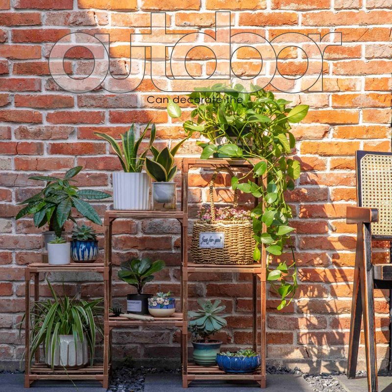 LANKOWOOD Plant Stand Indoor Plant Stands Wood Outdoor Tiered Plant Shelf for Multiple Plants 3 Tiers 7 Potted Ladder Plant Holder Table Plant Pot Stand for Window Garden Balcony Living Room