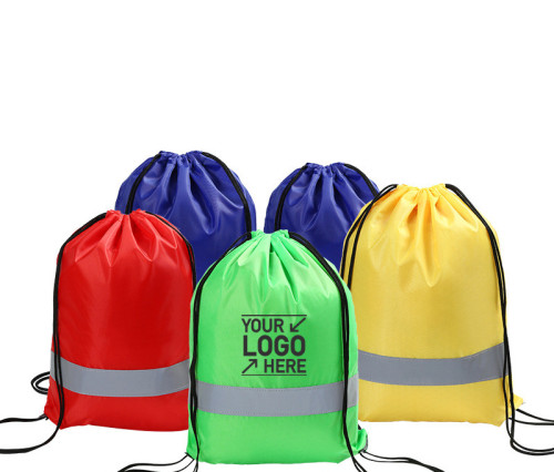 Reflective Polyester Drawstring Backpack,Drawstring Bag