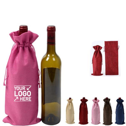 Jute Wine Bottle Gift Drawstring Bag