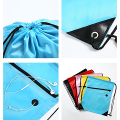 210D Polyester Drawstring Backpack with Front Zipper