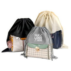 Non-Woven Dust-Proof Drawstring Bag With Clear Window