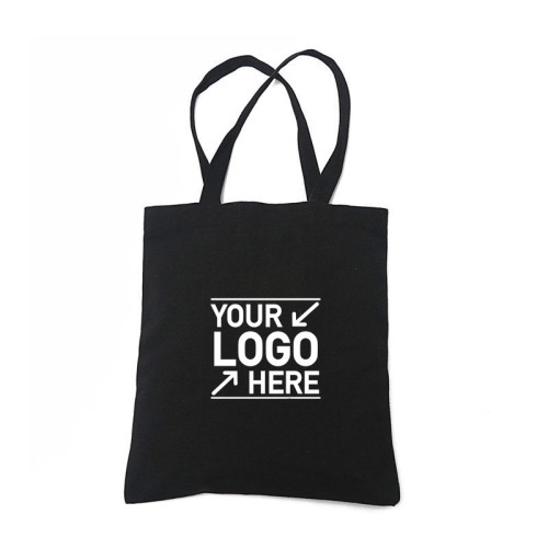 12oz/16oz Black Canvas Shopping Tote Bag