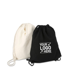 8oz Leightweight Black/White Canvas Drawstring Bag