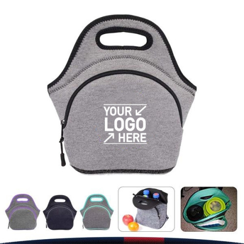 Insulated Neoprene Lunch Bag With Pocket