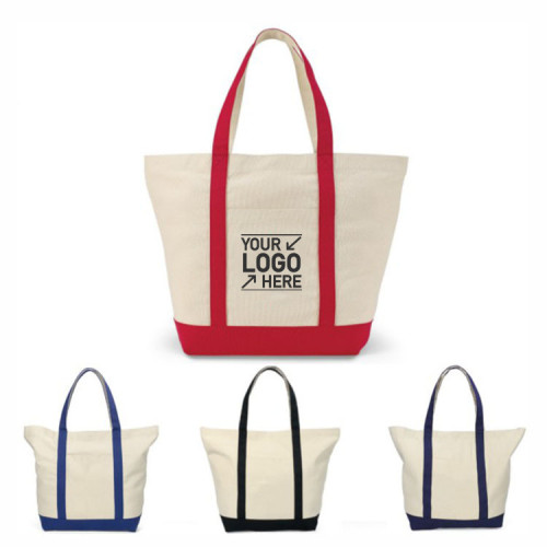 Canvas Boat Tote Bags with Front pocket, Color Con...