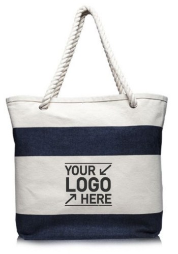 Striped Canvas Tote Bags with Rope Handles